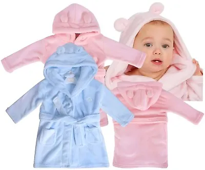 Baby Robe Dressing Gown Hood Toddler Baby Gift Boy Girl Fits UP To 12-18 Months • £9.99