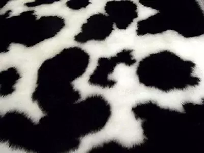 Animal Fun Faux Fur Fabric Material - BLACK COW • £199.99