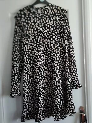 Miss Selfridge Black Patterned Dress Size 14 Nwot • £4