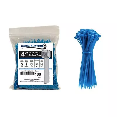 Fluorescent Blue Zip Ties 4 Inch 100 Pcs 18 Lbs Tensile Strength Self-locki... • $14.66