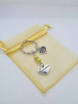 £4.04 • Buy Godmother Keyring With Heart Gift For Godmother, Christening Gift, Godparents 