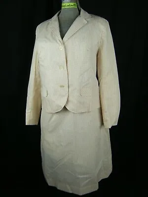 SEATON HALL SEATONA SUITS Vtg 70s Cream Plaids Jacket & Skirt-Bust 40/Waist 27 • $15.98