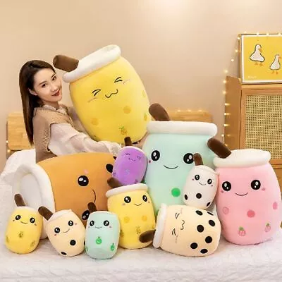 Soft Kawaii Bubble Tea Boba Cup Pillow Comfortable Hug Doll Plush Toy Soft Gift • £6.25