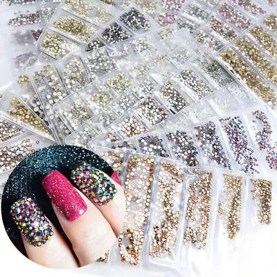 1440Pcs Glitter Rhinestones Crystal Clear Flat Bottom Glass Nail Art Nail Drill • $3.29