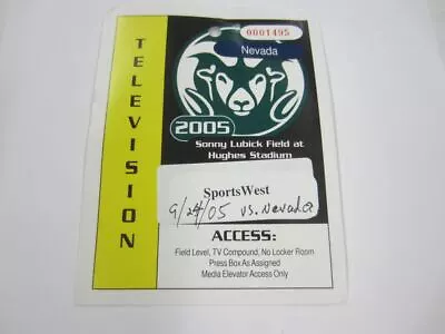 #92 2005 COLORADO STATE UNIVERSITY Vs NEVADA Press Pass Media Credential • $9.99