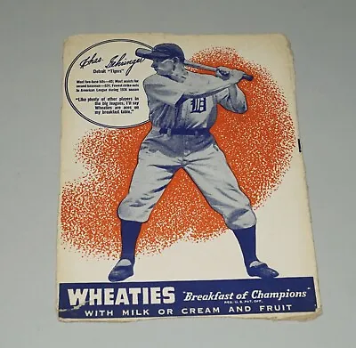 $22.72 • Buy 1934 - 1939 Series Wheaties Baseball Cereal Box Panel - Charlie Gehringer Tigers