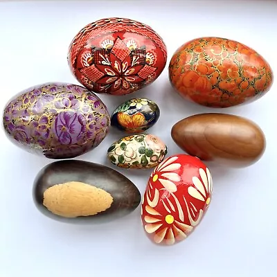 Vintage Easter Eggs Handmade Floral Wooden Decoration Ornament Bundle Collection • $48.31