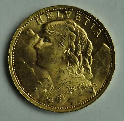 $475 • Buy 1935 Swiss Helvetia 20 Franc Gold Coin GEM BU