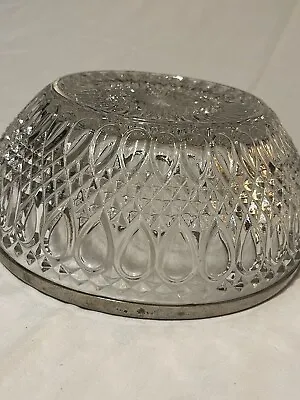 Vintage Cut Glass Bowl With Silver-Plate Rim (3.5” H X 8.5” D) • $10