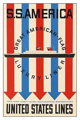 OCEAN LINERS 2130 S.S. America United States Lines   12 X 18 Poster • $10.99