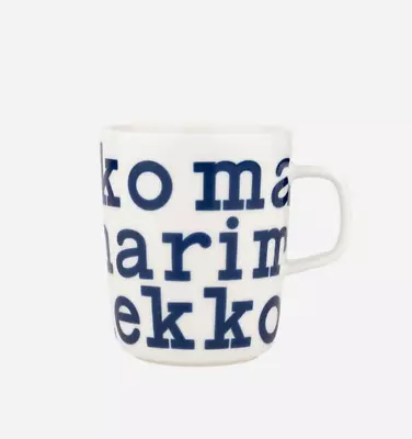 Marimekko Logo Coffee Mug Cup Japan Only Exclusive Limited White Dark Blue • $69.99