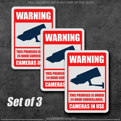 3x Camera Surveillance Sticker Security System Video Decal Warning CCTV Safety • $4.99