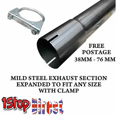 £10.59 • Buy Mild Steel Exhaust Pipe Tube Repair Section Expanded + U Bolt Clamp Heavy Duty