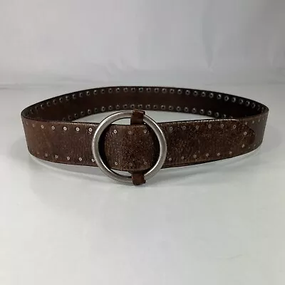 J.CREW Wide Brown Studded Genuine Leather Belt - Women's Size 30 • $15.20