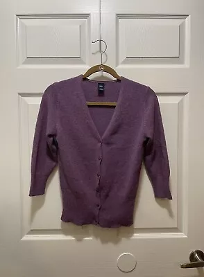 Gap Women's Sweater Cardigan Size M Cashmere Rabbit Hair Wool Purple • $12