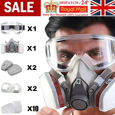 16 In 1 Full Face Respirator Gas Vapor Mask For Painting Spraying Protection Uk • £10.92