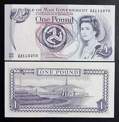 Isle Of Man Paper Money 1 Pound 2009 Banknote Prefix  AA   GEM UNC • $10.75