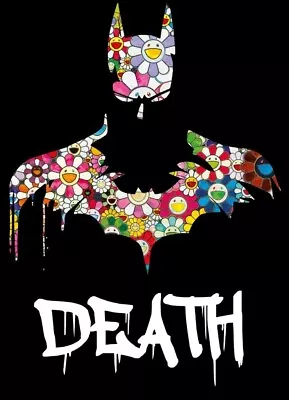 DEATH NYC Ltd Ed Signed Art Print 45x32cm Batman Silhouette Murakami Flowers • $199.99