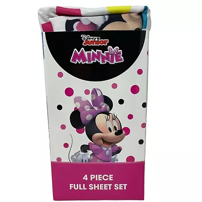 Disney Junior Minnie Mouse Made You Smile 4 Piece Full Sheet Set New In Package • $19.98