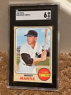 1968 Topps Mickey Mantle SGC 6 Yankees #280 BOLD COLOR CENTERED Card NEW CASE • $584.96