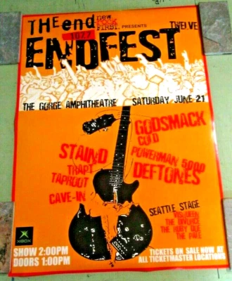 $35 • Buy Deftones Godsmack Staind Powerman 5000 Cold 1993 End Fest Concert Promo Poster 