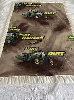 NEW John Deere Fleece Satin Trim Crib Throw Baby Blanket 41x29” Reversible Minky • $27