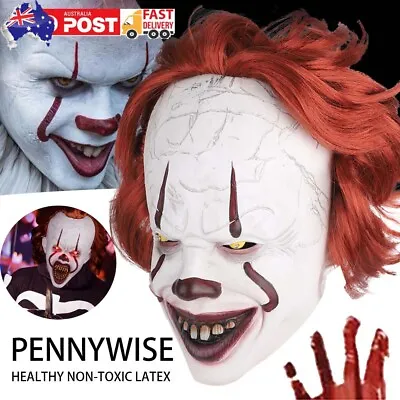 Stephen King's It Mask Pennywise Clown Mask Halloween Cosplay Scary Joker Mask • $16.89