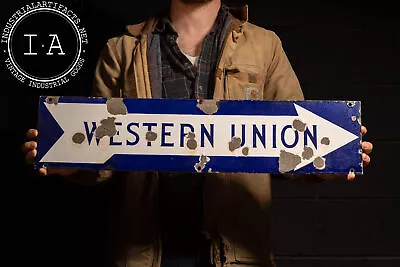 Vintage SSP Western Union Directional Arrow Sign • $764.50