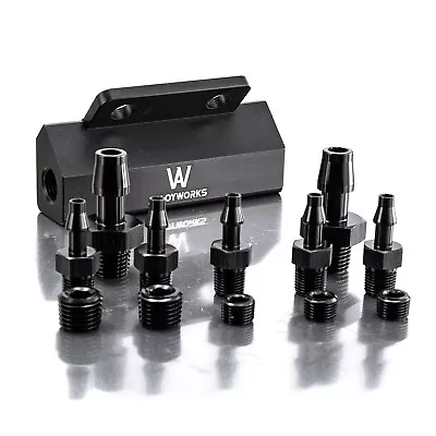 5 Port VACUUM Block Intake Manifold Fuel Gas Wastegate Turbo Boost Black US • $19.99