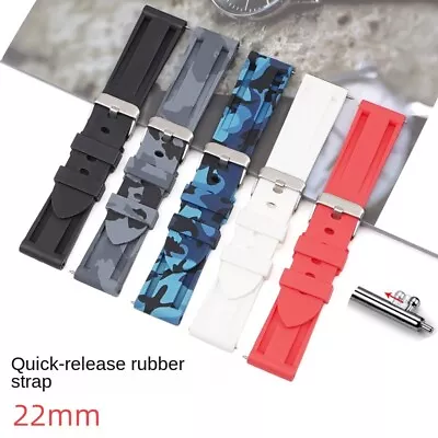 Premium Quick Release Silicone Watch Straps Mens Military Style Rubber Band 22mm • £15.88