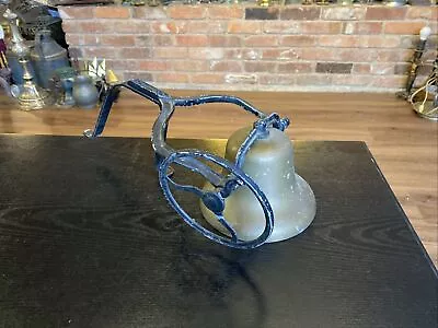 Vintage Copper Dinner Farm Bell With Metal Wall Mounting Bracket • $100