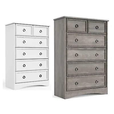 $109.99 • Buy Tall Dressers For Bedroom 6 Drawer Dresser Wooden Storage Chest Of Drawers