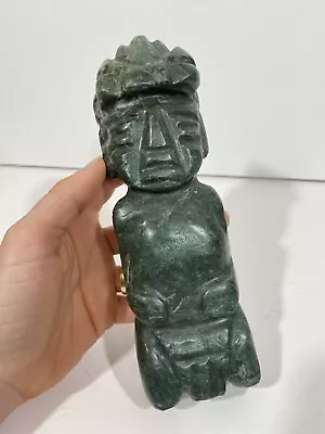 Carved Jade Green Hard Stone Aztec Mayan Totem Sculpture  • $12.50