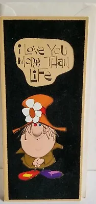 Vtg Greeting Card Flocked I Love You More Than Life Humor Jolly Roger Unused • $8.99