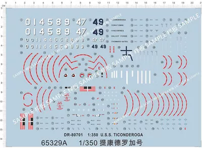 1/350 USS Navy DESTROYER SPRUANCE-CLASS Ticonderoga Markings Water Slide Decal • $11.83