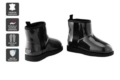 $39.99 • Buy Outback UGG Unisex Premium Sheepskin Mini Classic Boot (Clear/Black, Size 7M/8W