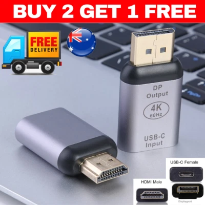 $14.95 • Buy FEMALE TYPE C To DISPLAYPORT MALE ADAPTER FEMALE TYPE C To HDMI MALE 4K@60HZ