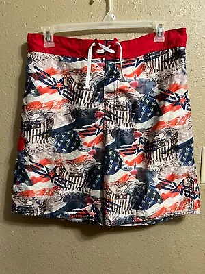 Men's Bass Pro Shop Patriot Cargo Swim Trunks Shorts Sz Large Inseam 8 1/2 In • $4.99