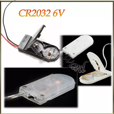 Cr2032 6V Battery Holder/Connector Enclosed With Switch / Wire Black White Clear • £1.48