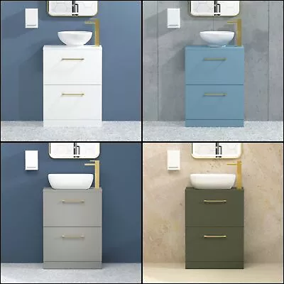 Floor Standing Vanity Unit Basin 2 Drawer Brushed Brass Handles Multicolour & Si • £245.99