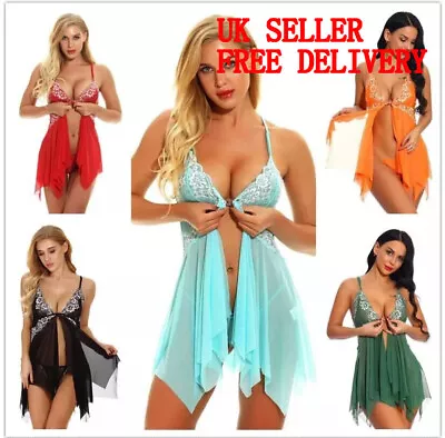 Women Ladies Sexy Lingerie Night Dress Thong Underwear Set Attractive Sleepwear • £5.89