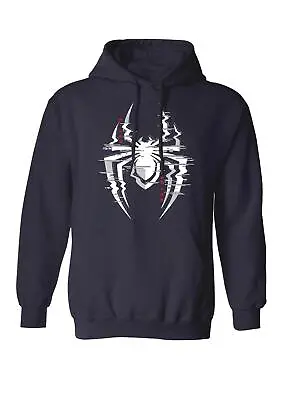 Marvel Spider Man Glitch Print Sports Navy Hooded Sweatshirt • £29.95