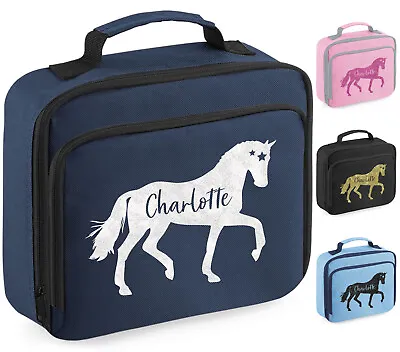 Girls Personalised Lunch Bag Horse Riding School Insulated Any Name Snack Box • £5.45