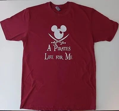 Mickey Mouse Shirt A Pirates Life For Me Medium Disney Pirates Of The Caribbean  • $9.95