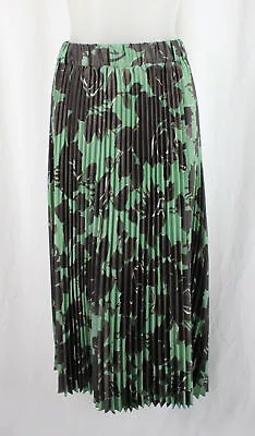 Seventy Venezia NWT Women's Olive Gray Print Pleated Pull On Skirt Size 44 10 • $49