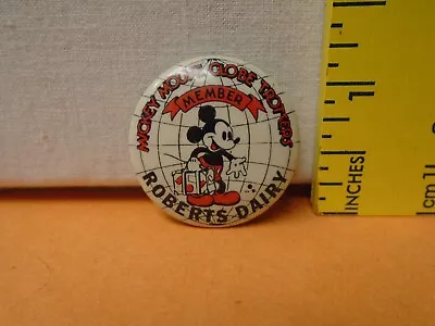 1930's Mickey Mouse Globe Trotters Celluloid Pinback Button 'Roberts Dairy' EX+ • $24.99