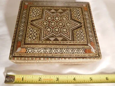 Splendid Vintage Wood Micro Mosaic Box ~ STAR ~ Hundreds Of Tiny Pieces • $45