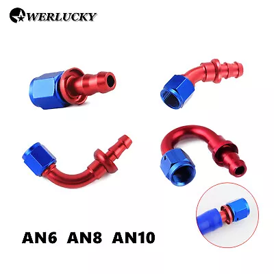$6.29 • Buy 4AN 6AN 8AN 10AN Degree 45 90 180 Straight Push-On Push Lock Hose End Fitting