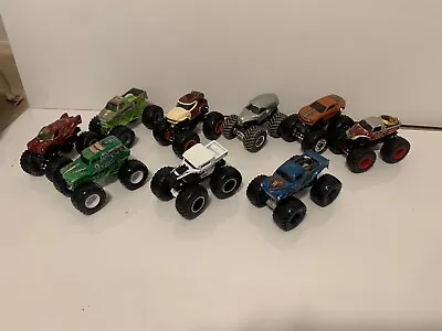 Lot Of 9 Hot Wheels Monster Jam 1:64: Bone Shaker Grave Digger Iron Man + More! • $24.99