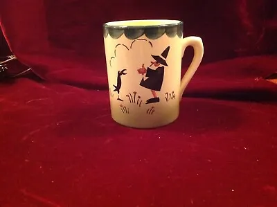 Vintage Wittenberg Musterschutz Pottery Mug Cup Child's Germany Crow Man Umbrell • $9.99